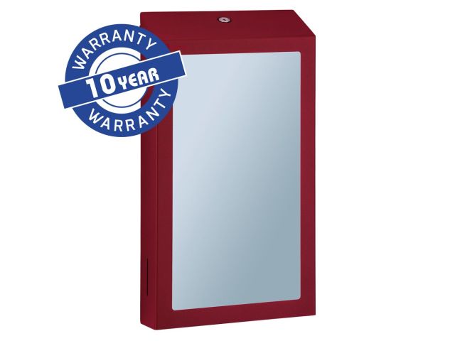 "Two-in-one" MERIDA STELLA RED LINE SLIM COMBO MEGA folded paper towel dispenser with the SuperMirror-type steel mirror, red